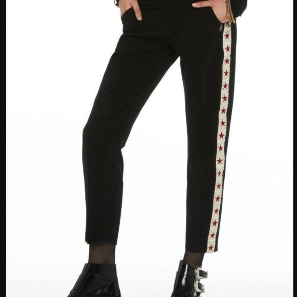 Scotch & Soda Women's Black Pants Red Star Side Trim Patriotic Size Small